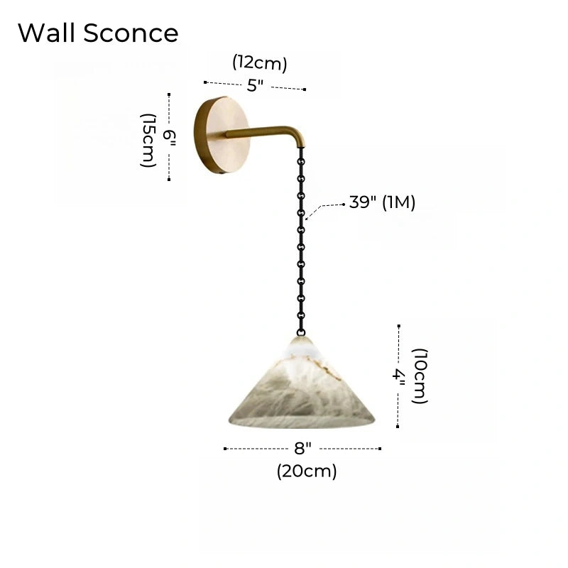 Etna Alabaster Pendant Light with Chain