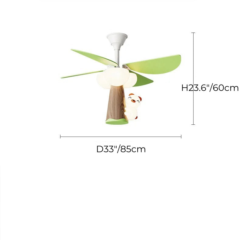 Tree Chandelier Fan for Kids Woodland Ceiling Fan Bear Night Light ...