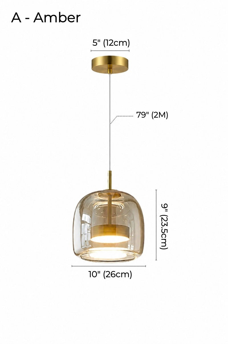 Nordic Designer Amber Glass LED Pendant light for Dinning, Dimmable