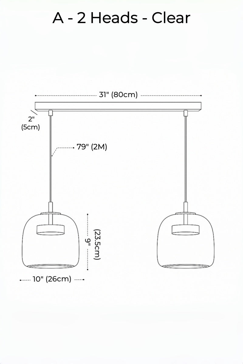 Nordic Designer Amber Glass LED Pendant light for Dinning, Dimmable
