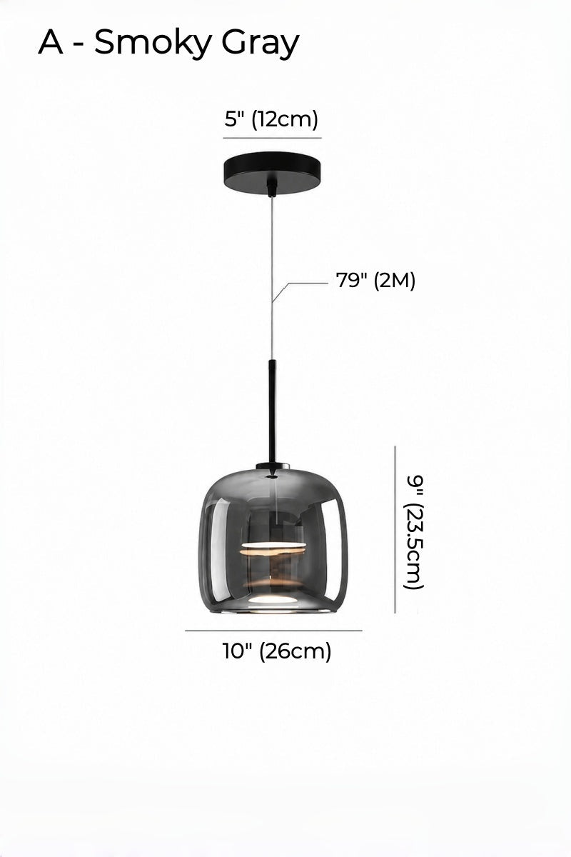 Nordic Designer Amber Glass LED Pendant light for Kitchen, Dimmable