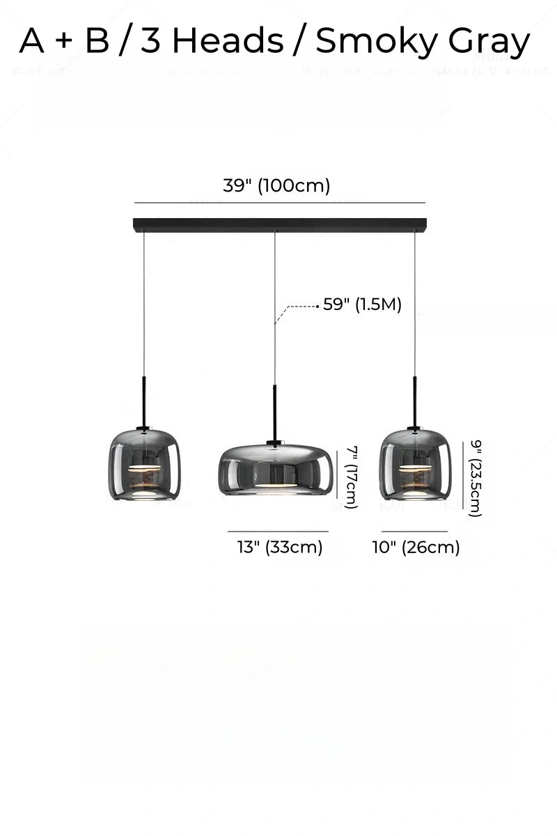 Nordic Designer Amber Glass LED Pendant light for Kitchen