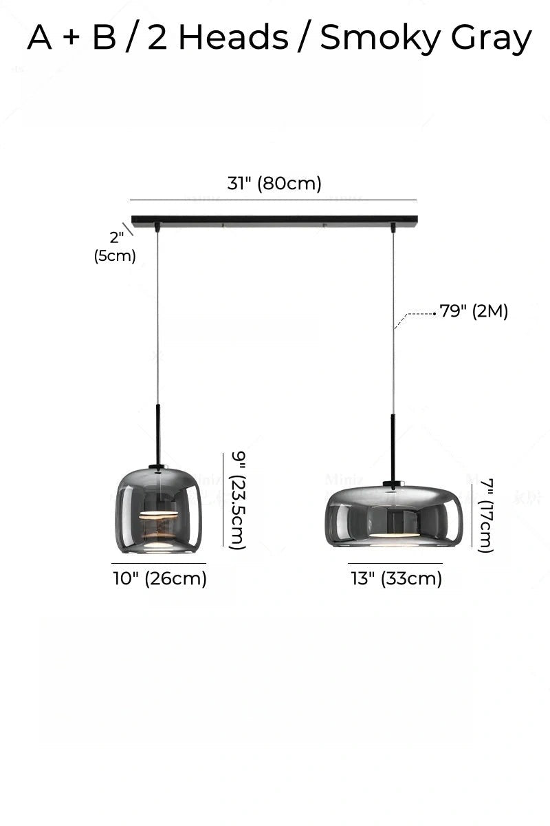 Nordic Designer Amber Glass LED Pendant light for Dinning, Dimmable