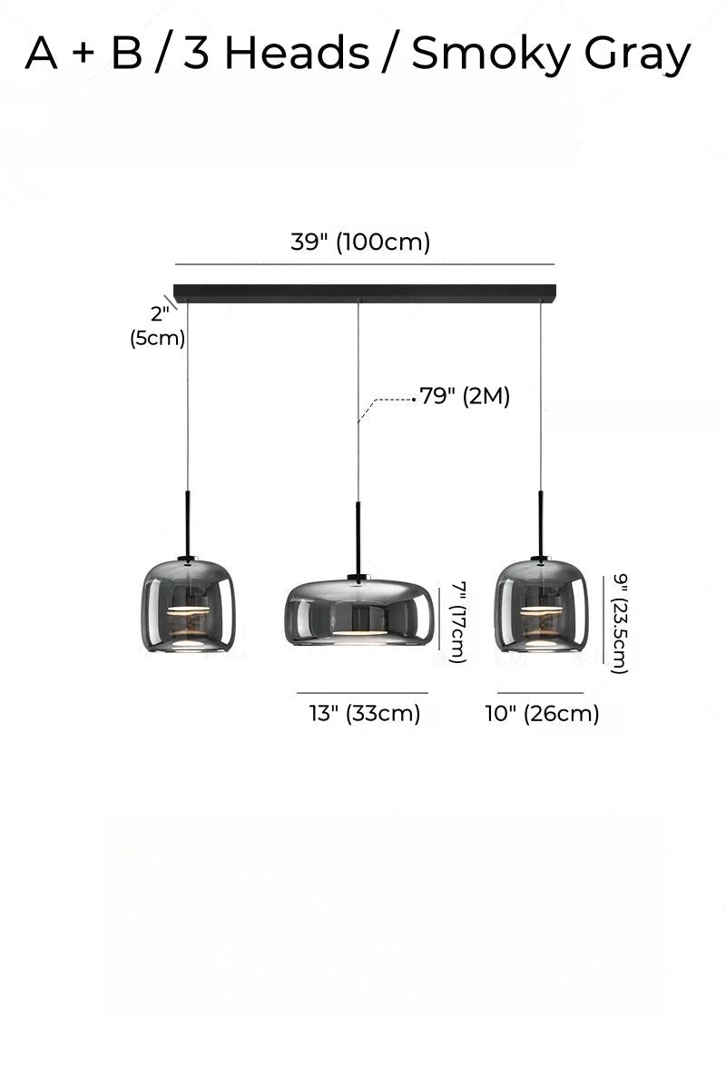 Nordic Designer Amber Glass LED Pendant light for Dinning, Dimmable