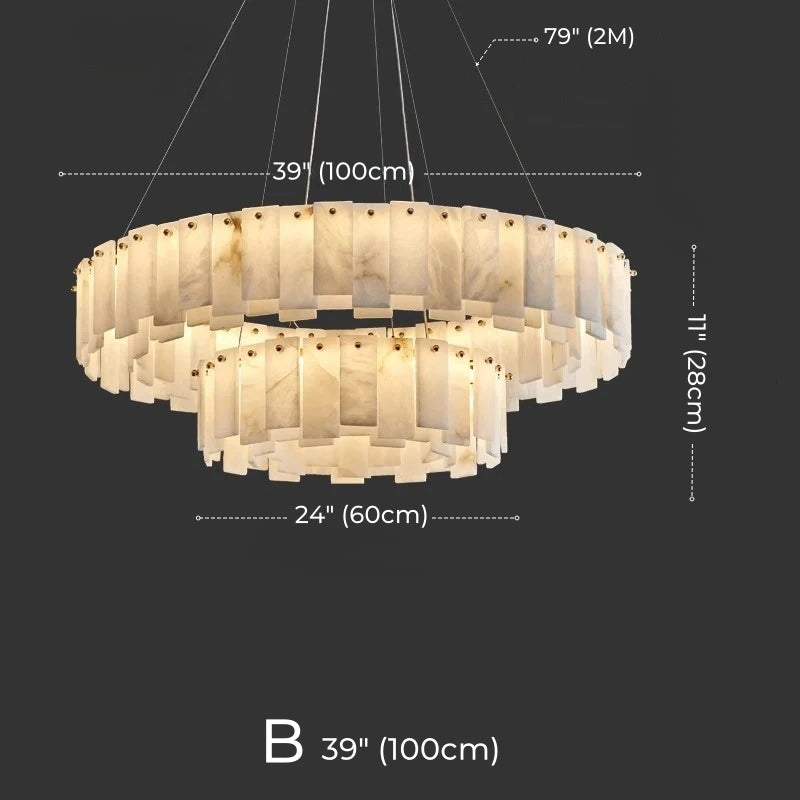 Mallory Multi-Tier Panels Alabaster Chandelier
