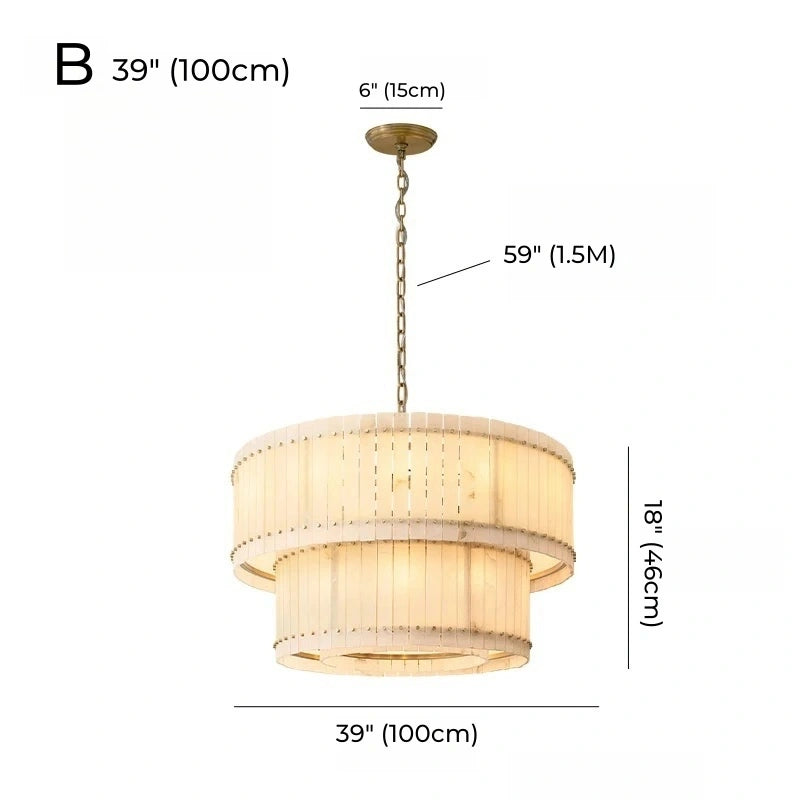 Mallory Multi-Tier Alabaster Chandelier, Dimmable