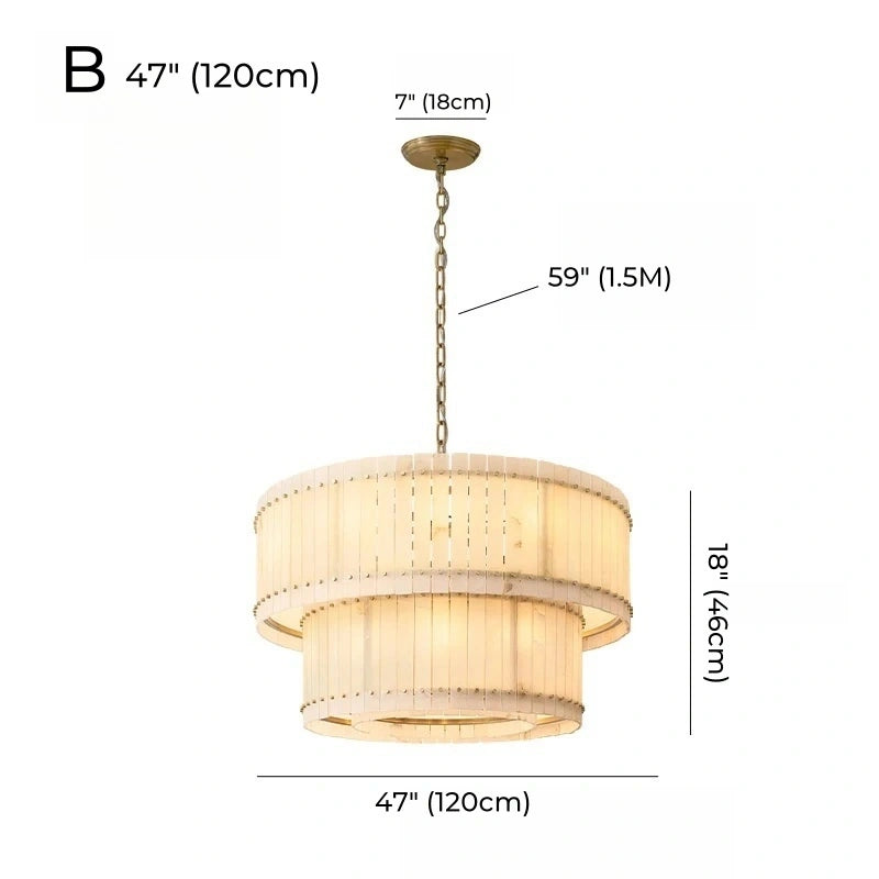 Mallory Multi-Tier Alabaster Chandelier, Dimmable