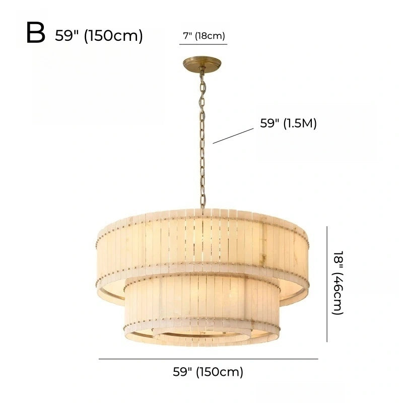 Mallory Multi-Tier Alabaster Chandelier, Dimmable