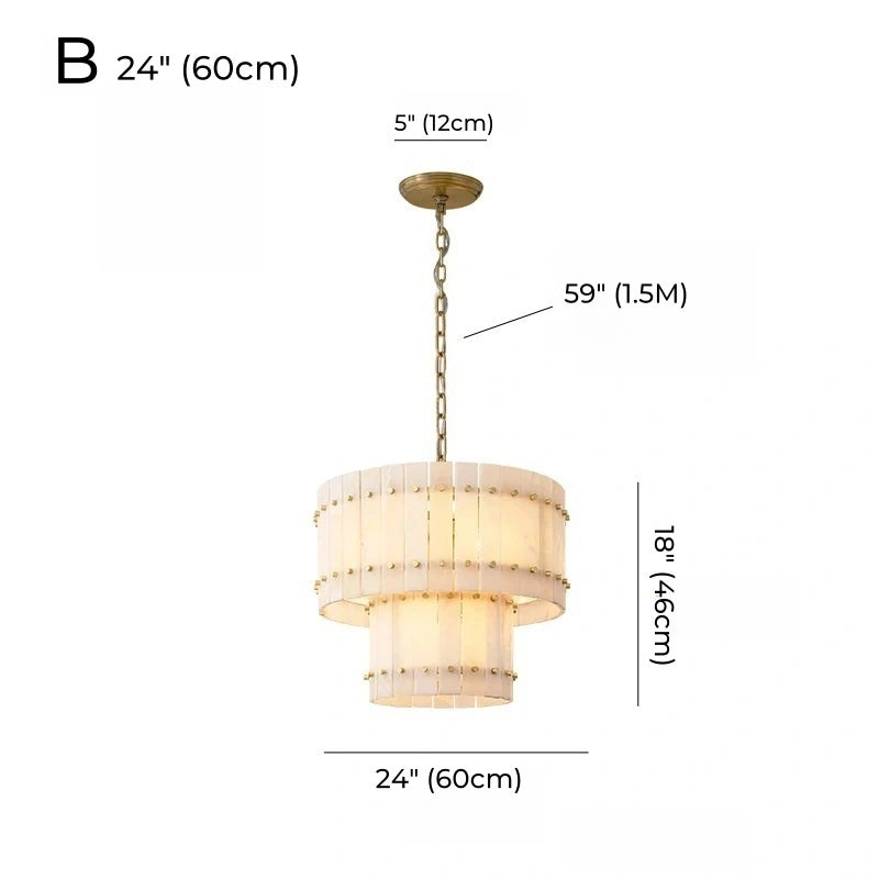 Mallory Multi-Tier Alabaster Chandelier, Dimmable