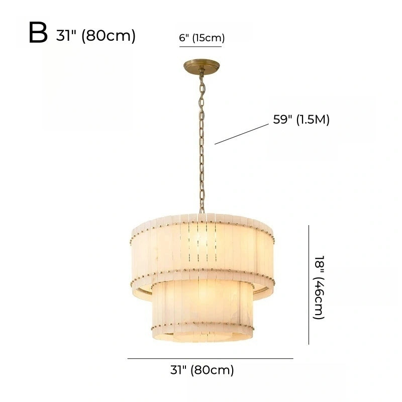 Mallory Multi-Tier Alabaster Chandelier, Dimmable