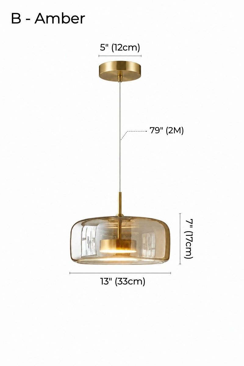 Nordic Designer Amber Glass LED Pendant light for Dinning, Dimmable