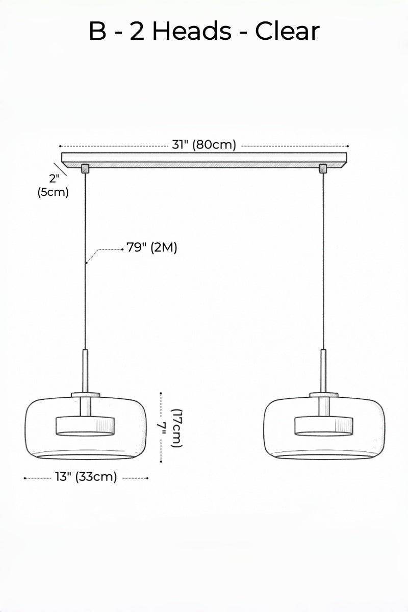 Nordic Designer Amber Glass LED Pendant light for Dinning, Dimmable