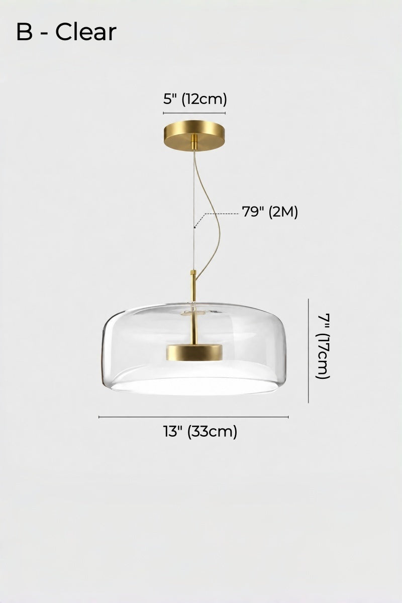 Nordic Designer Amber Glass LED Pendant light for Kitchen, Dimmable