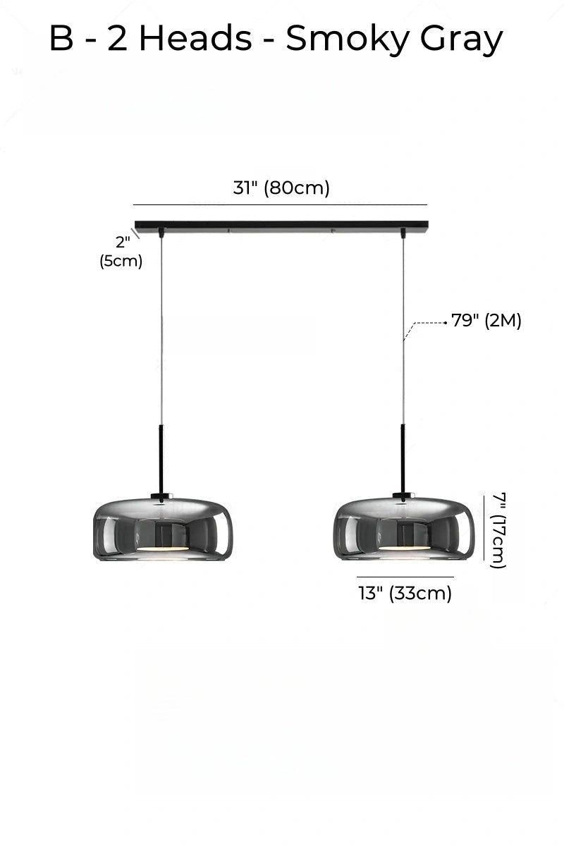 Nordic Designer Amber Glass LED Pendant light for Dinning, Dimmable