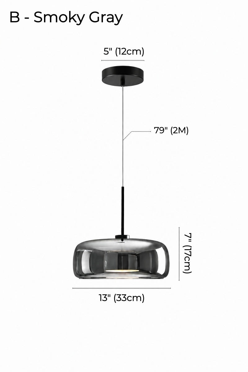 Nordic Designer Amber Glass LED Pendant light for Kitchen, Dimmable
