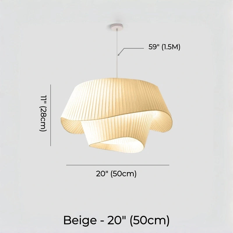 Double-Layer Pleated Fabric Pendant Light