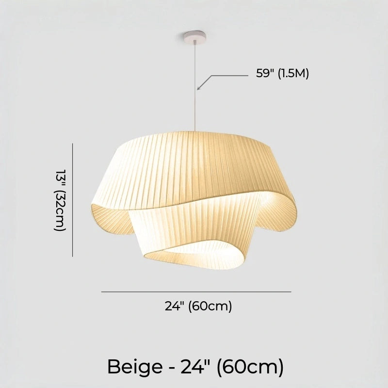 Double-Layer Pleated Fabric Pendant Light