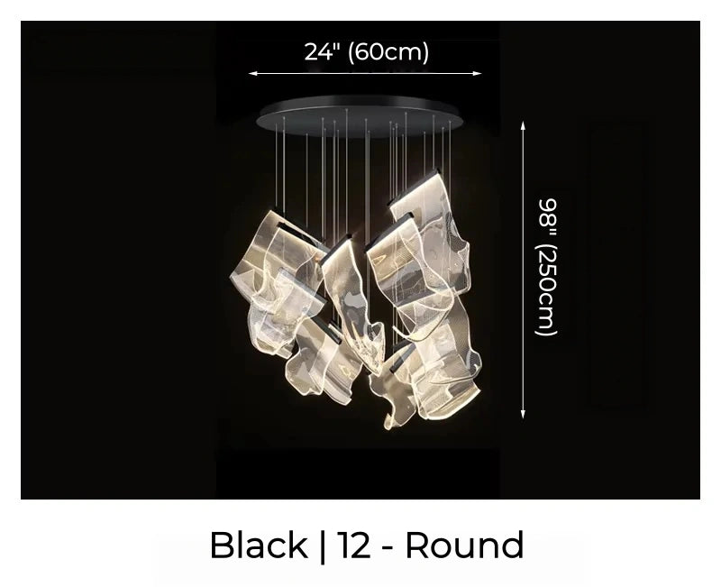 Large Clear Acrylic Flowing Wave Chandelier
