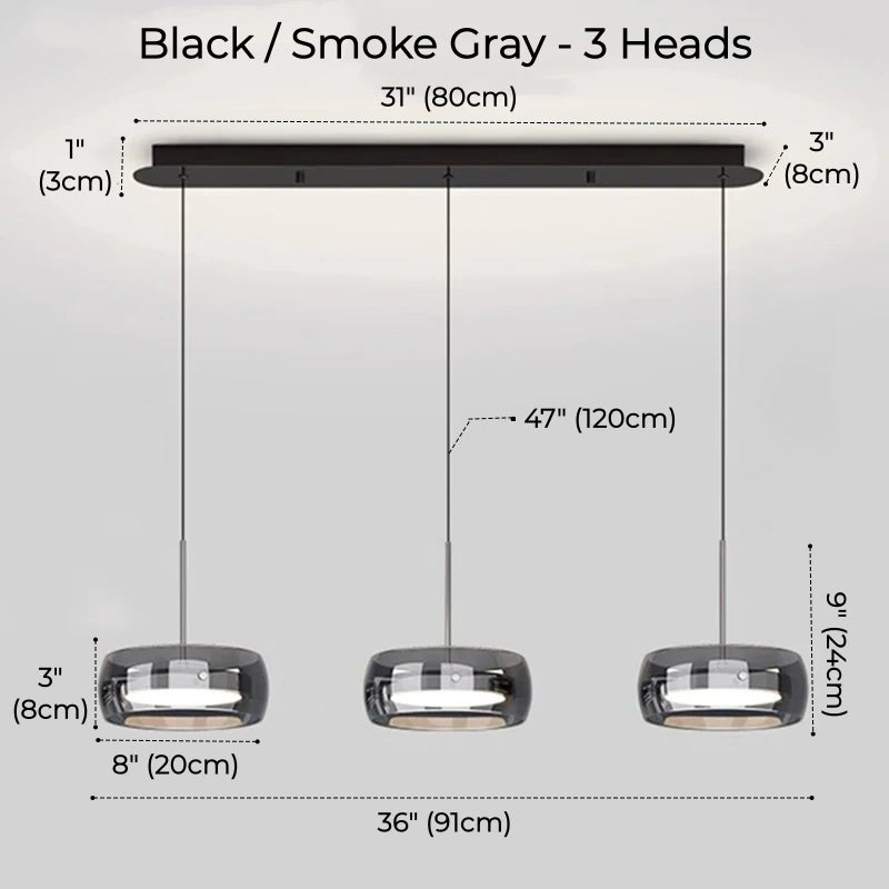 Liora Drum Glass LED Kitchen Island Pendant Light