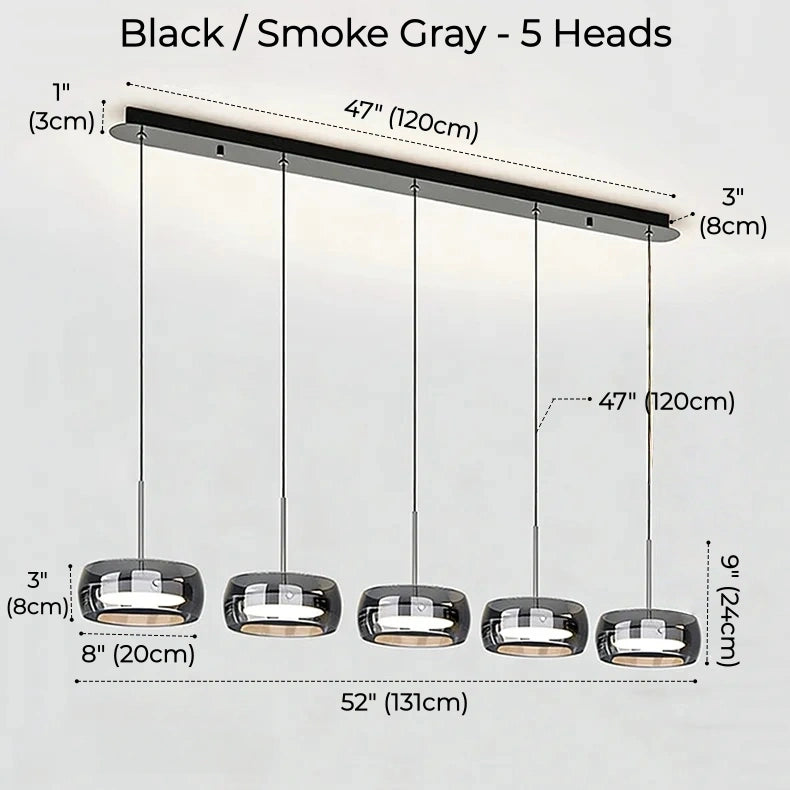 Liora Drum Glass LED Kitchen Island Pendant Light