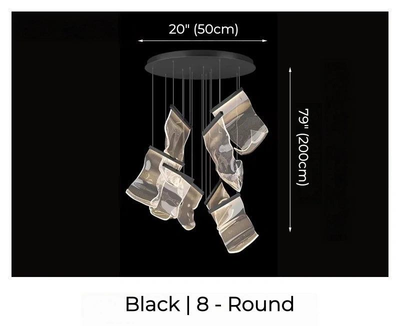 Large Clear Acrylic Flowing Wave Chandelier