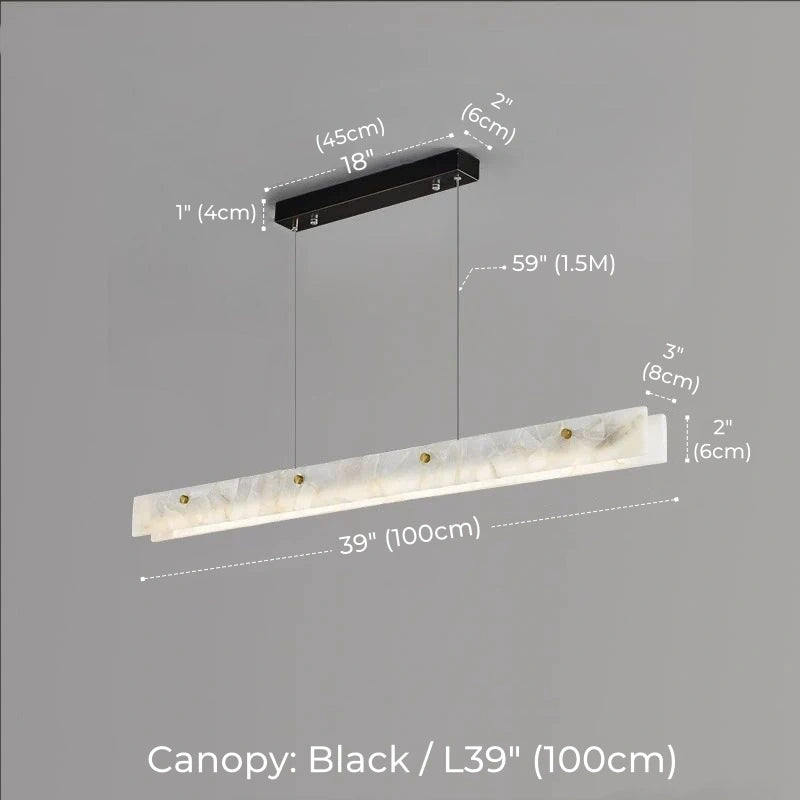 Luxury Alabaster Linear LED Pendant Light, Minimalist