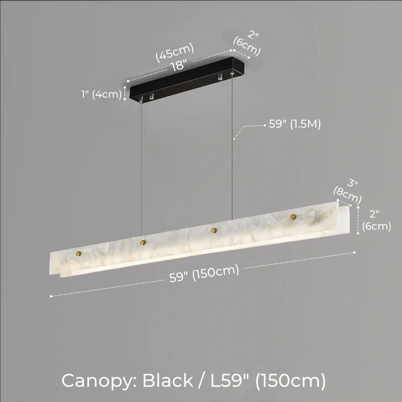 Luxury Alabaster Linear LED Pendant Light, Minimalist
