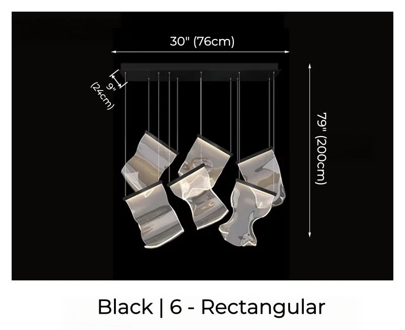 Large Clear Acrylic Flowing Wave Chandelier
