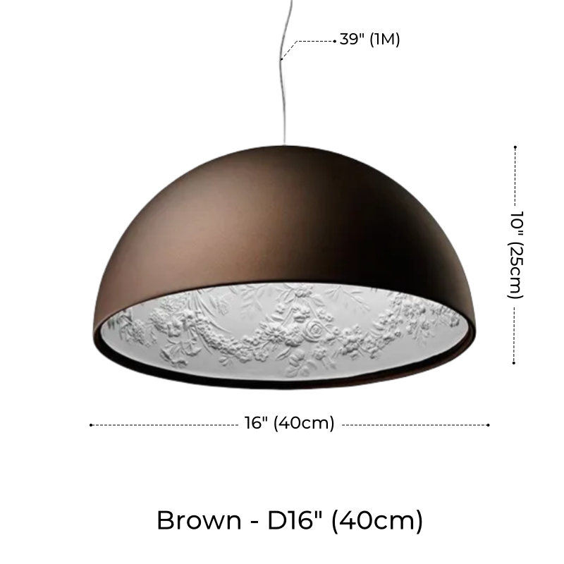 Resin Floral Relief Bloom Dome Pendant Light