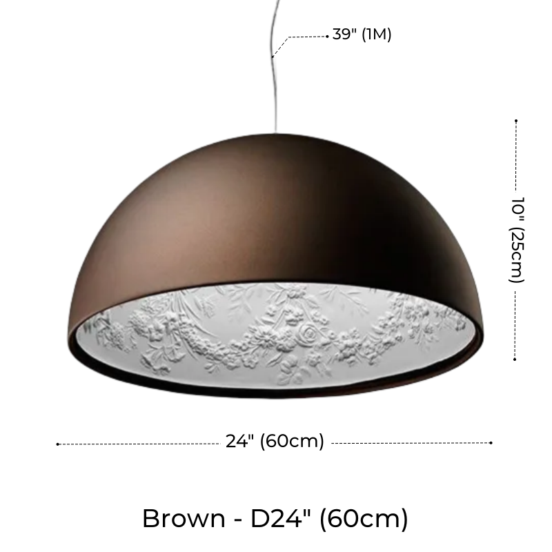 Resin Floral Relief Bloom Dome Pendant Light