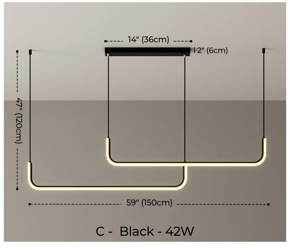 GabyBerg Minimalist Modern LED Chandelier – Geometric Linear Light for Dining Room