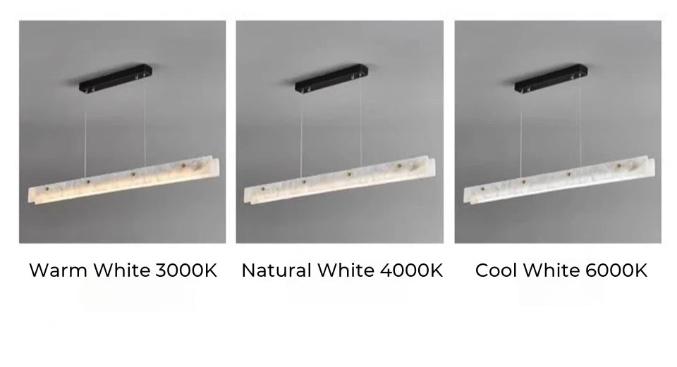 Luxury Alabaster Linear LED Pendant Light, Minimalist