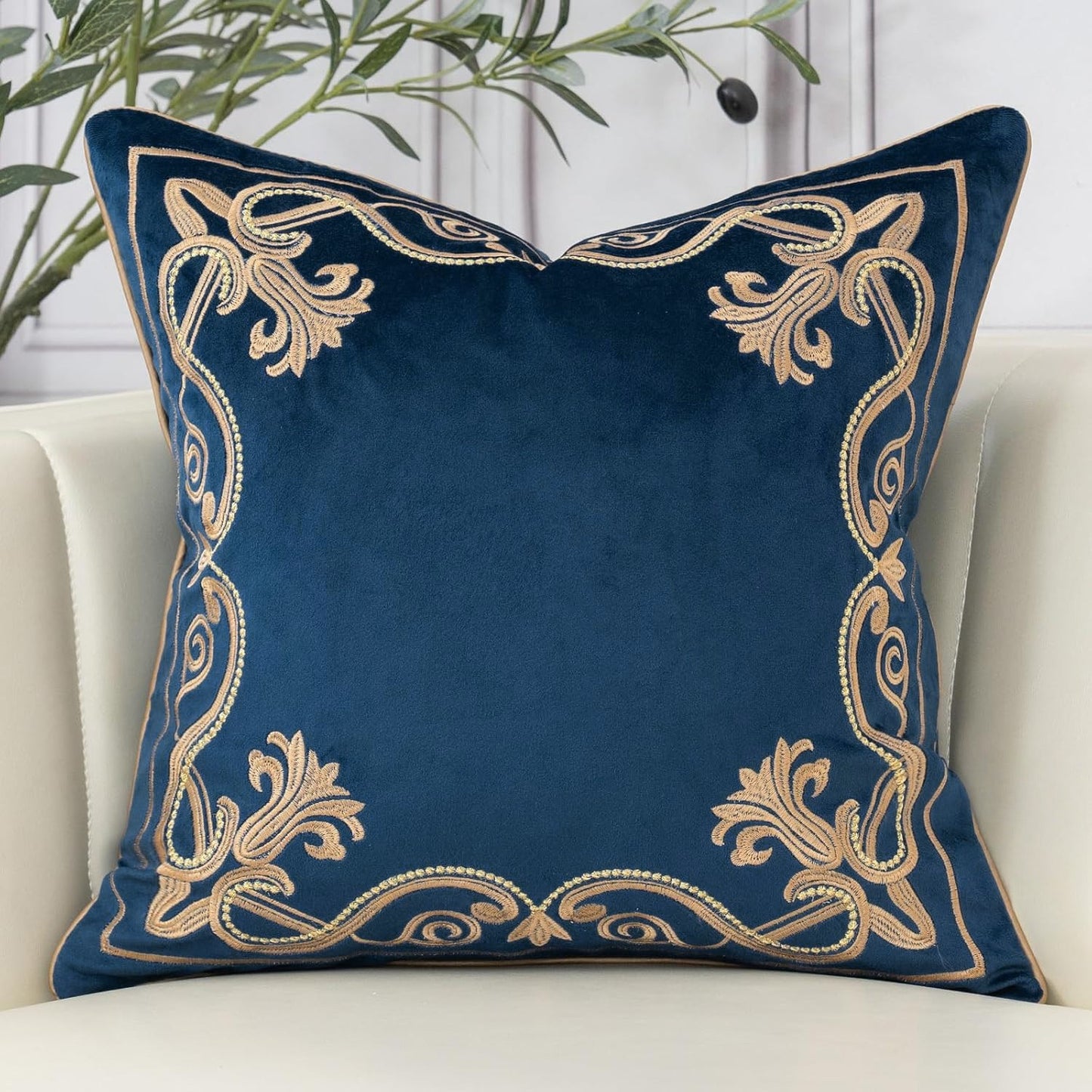 Royal Baroque Embroidered Velvet Pillow Case