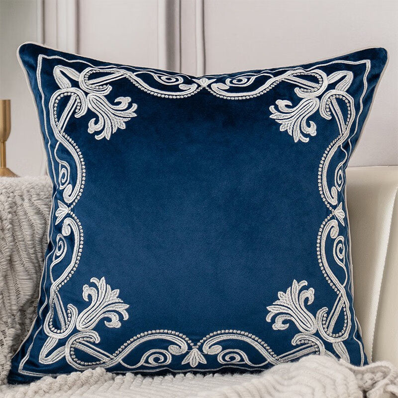 Royal Baroque Embroidered Velvet Pillow Case
