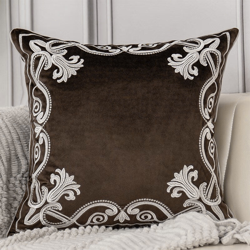 Royal Baroque Embroidered Velvet Pillow Case