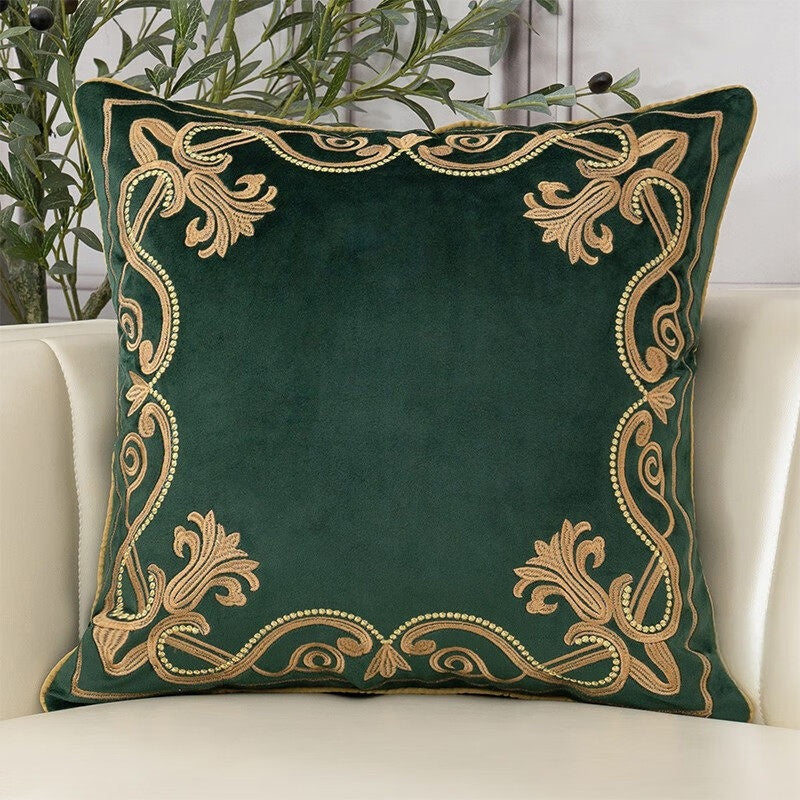 Royal Baroque Embroidered Velvet Pillow Case