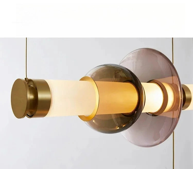 Italian Flute Linear Tube Glass Chandelier