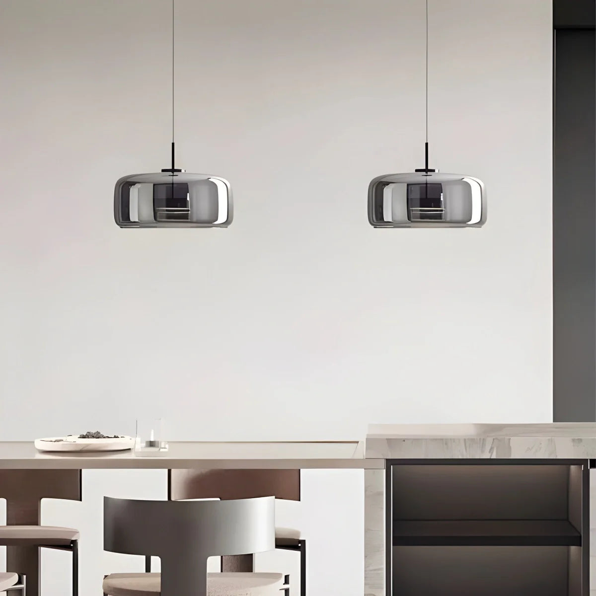 Nordic Designer Amber Glass LED Pendant light for Kitchen, Dimmable