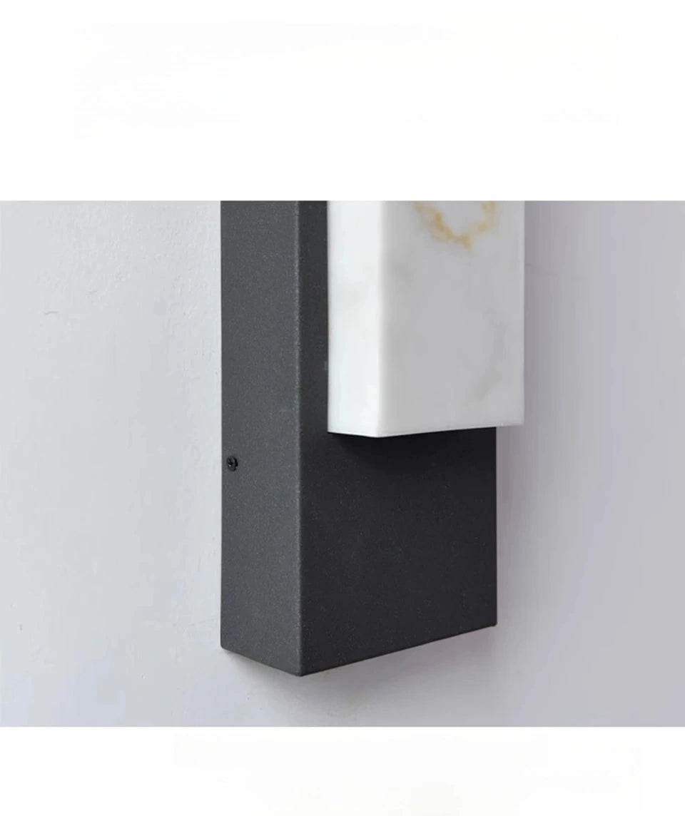 Outdoor Minimalist Alabaster LED Wall Sconce, Waterproof