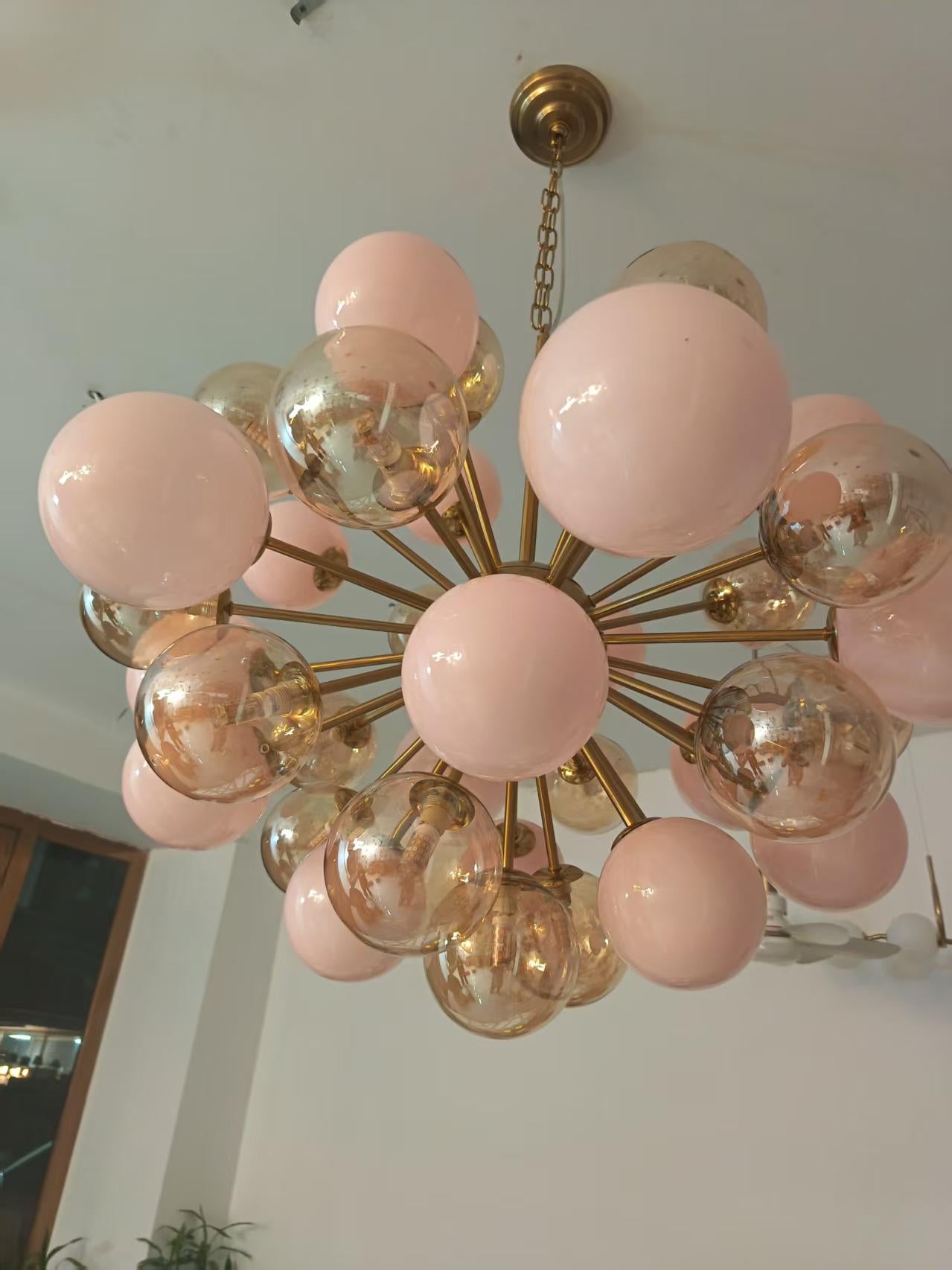 Sweet Bubbles Glass Chandelier, Pink