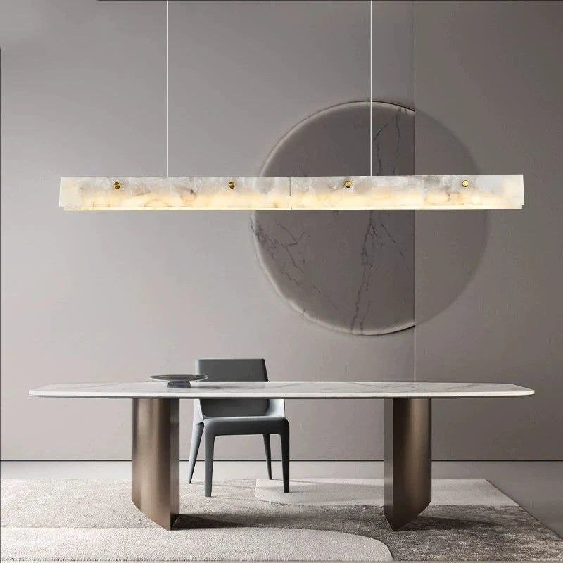 Luxury Alabaster Linear LED Pendant Light, Minimalist