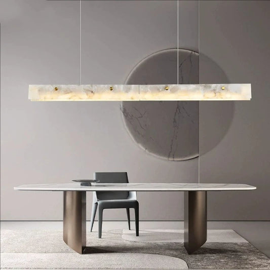 Luxury Alabaster Linear LED Pendant Light, Minimalist
