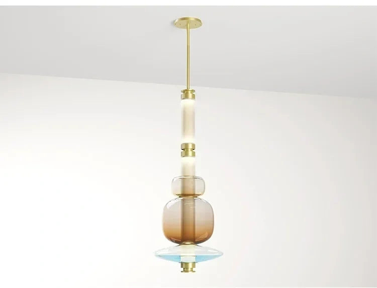 Italian Flute Linear Tube Glass Chandelier
