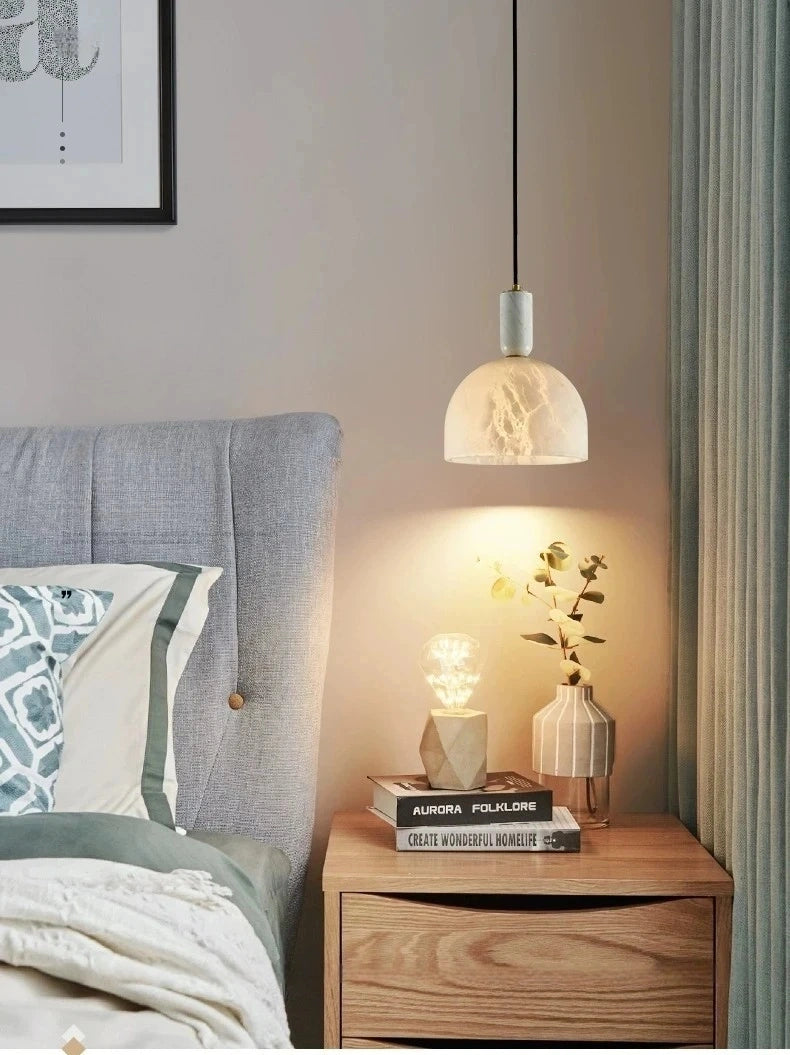 Luna Dome Alabaster Pendant Light