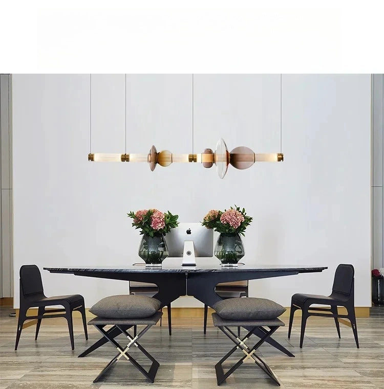 Italian Flute Linear Tube Glass Chandelier