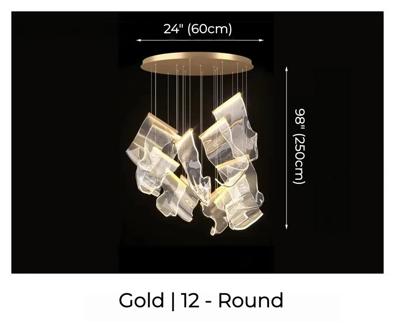 Large Clear Acrylic Flowing Wave Chandelier