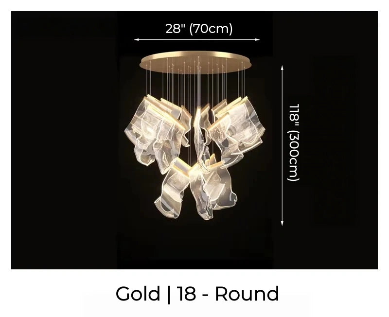 Large Clear Acrylic Flowing Wave Chandelier