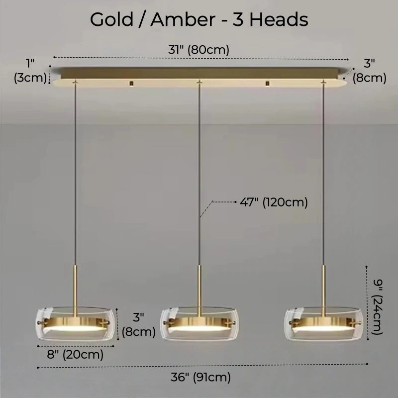 Liora Drum Glass LED Kitchen Island Pendant Light