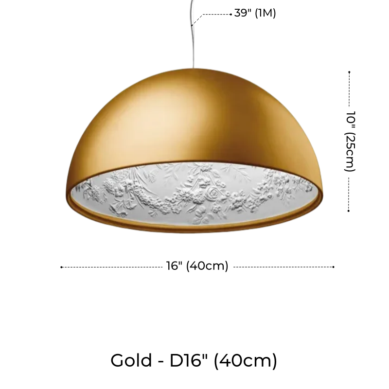 Resin Floral Relief Bloom Dome Pendant Light