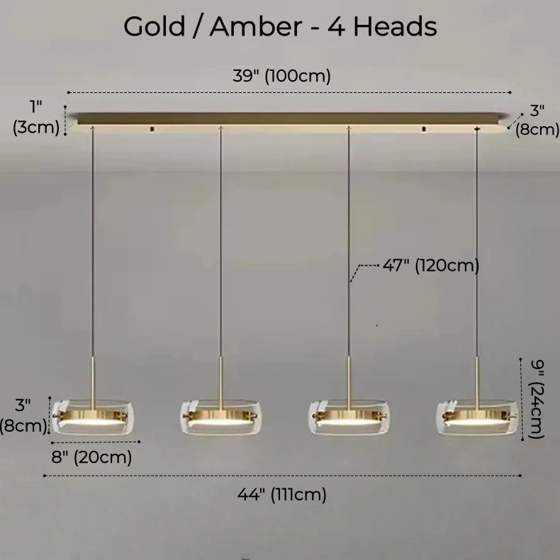 Liora Drum Glass LED Kitchen Island Pendant Light